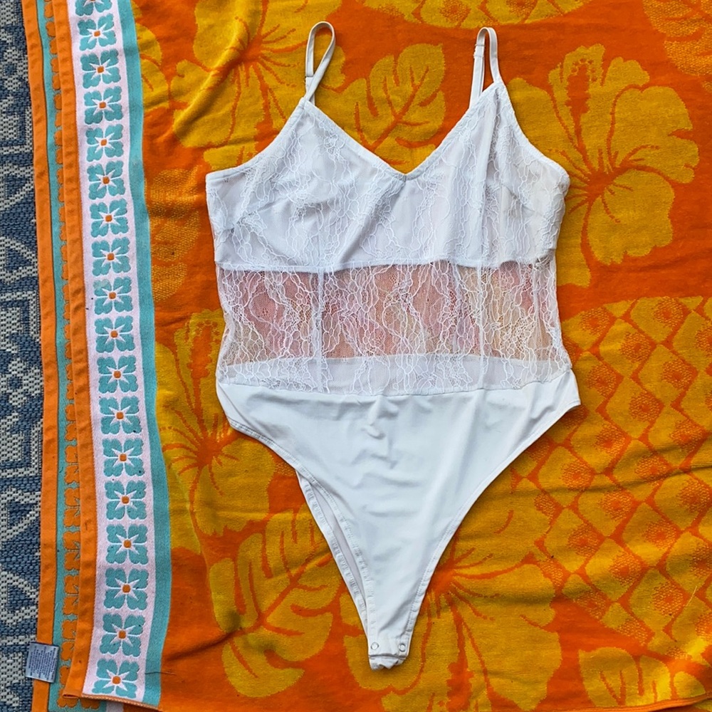 White Lace Bodysuit- Size 1X